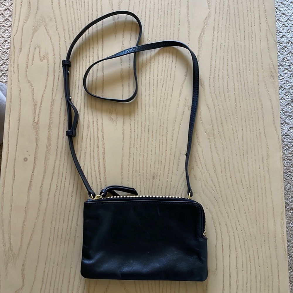 Steven Alan Black Leather Double Zip Purse